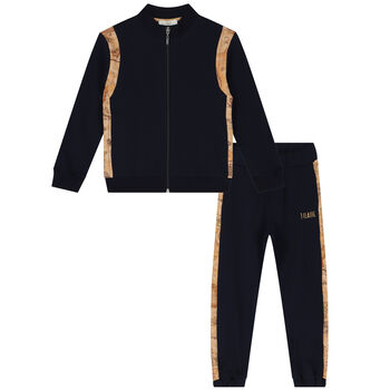 Boys Navy Blue Logo Geo Map Tracksuit